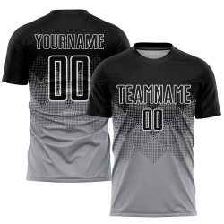 Uniform Light Gray Black-White Jersey Custom Sublimation Soccer