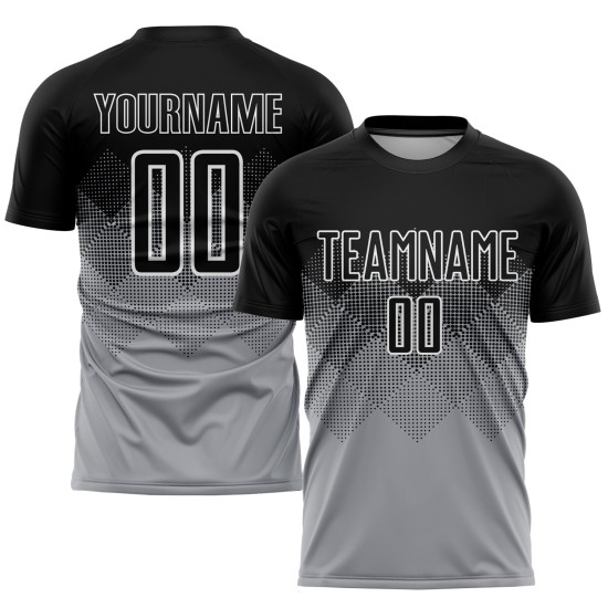 Uniform Light Gray Black-White Jersey Custom Sublimation Soccer Uniform Light Gray Black-White Jersey Custom Sublimation Soccer