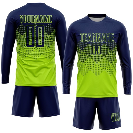 Soccer Green Custom Jersey Navy Sublimation Uniform Neon Soccer Green Custom Jersey Navy Sublimation Uniform Neon