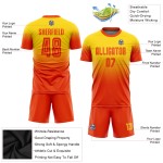 Custom Fashion Soccer Gold Sublimation Orange Uniform Jersey Fade Custom Fashion Soccer Gold Sublimation Orange Uniform Jersey Fade