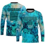 Soccer Custom Dye Tie Uniform Teal-Black Sublimation Jersey Soccer Custom Dye Tie Uniform Teal-Black Sublimation Jersey