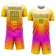 Hot Shapes Soccer Geometric Custom Pink-Black Jersey Yellow Uniform Sublimation