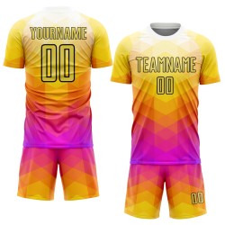 Hot Shapes Soccer Geometric Custom Pink-Black Jersey Yellow Uniform Sublimation