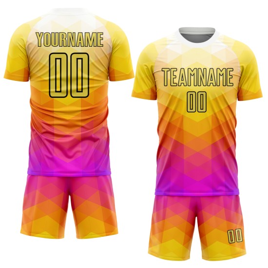 Hot Shapes Soccer Geometric Custom Pink-Black Jersey Yellow Uniform Sublimation Hot Shapes Soccer Geometric Custom Pink-Black Jersey Yellow Uniform Sublimation