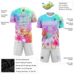 Sublimation Custom Dye Soccer Uniform Tie Blue White-Light Jersey