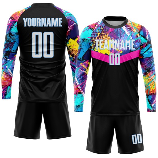Blue Soccer Jersey Black Uniform White-Light Sublimation Custom Blue Soccer Jersey Black Uniform White-Light Sublimation Custom