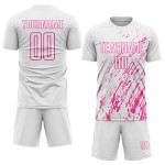 Pink Jersey White Soccer Custom Uniform Sublimation Pink Jersey White Soccer Custom Uniform Sublimation