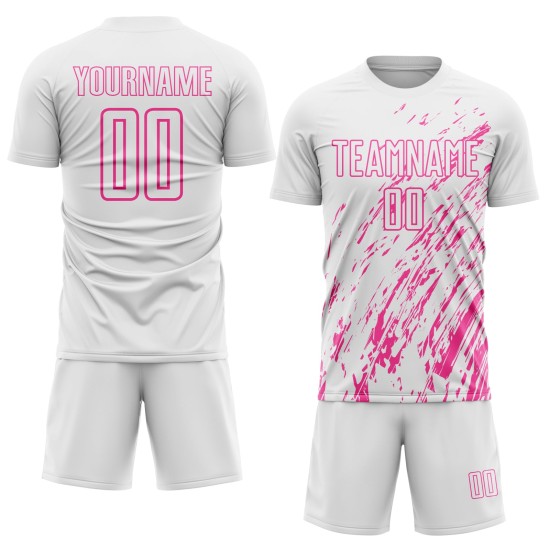 Pink Jersey White Soccer Custom Uniform Sublimation Pink Jersey White Soccer Custom Uniform Sublimation