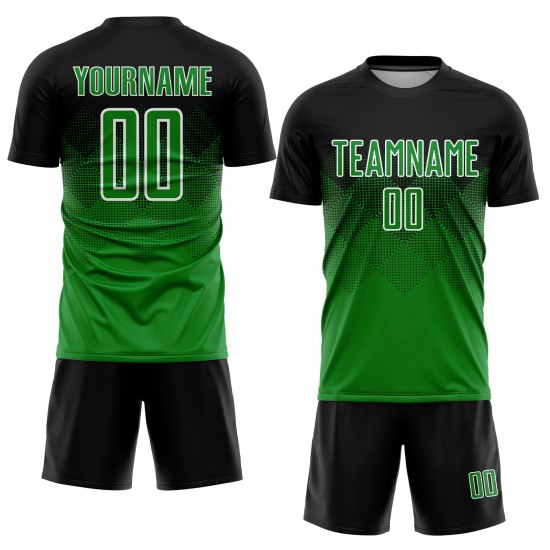 Soccer Grass Jersey Uniform Sublimation Black Green-White Custom Soccer Grass Jersey Uniform Sublimation Black Green-White Custom