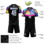Blue Soccer Jersey Black Uniform White-Light Sublimation Custom Blue Soccer Jersey Black Uniform White-Light Sublimation Custom