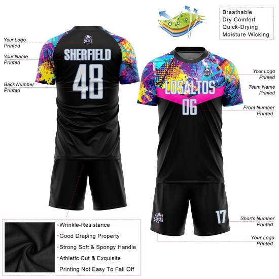 Blue Soccer Jersey Black Uniform White-Light Sublimation Custom Blue Soccer Jersey Black Uniform White-Light Sublimation Custom