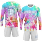 Sublimation Custom Dye Soccer Uniform Tie Blue White-Light Jersey
