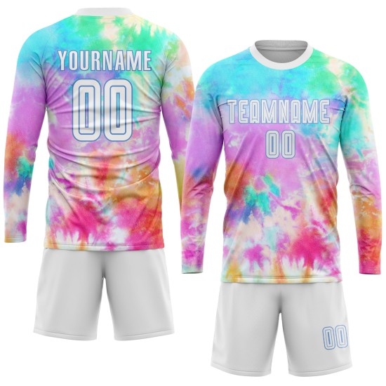 Sublimation Custom Dye Soccer Uniform Tie Blue White-Light Jersey