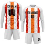 White Uniform Sublimation Custom Soccer Black-Orange Jersey White Uniform Sublimation Custom Soccer Black-Orange Jersey