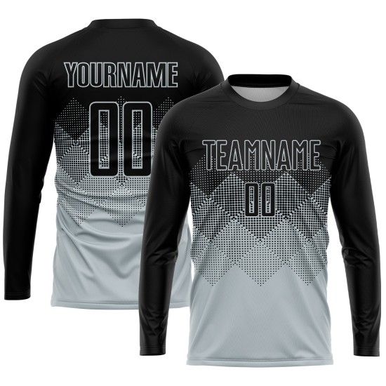 Custom Black Sublimation Soccer Silver Jersey Uniform Custom Black Sublimation Soccer Silver Jersey Uniform