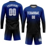 Fade Sleeve Soccer Sublimation Uniform Long White-Black Fashion Jersey Royal Custom Fade Sleeve Soccer Sublimation Uniform Long White-Black Fashion Jersey Royal Custom