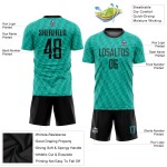 Sublimation Teal Jersey Black Uniform Soccer Custom Sublimation Teal Jersey Black Uniform Soccer Custom