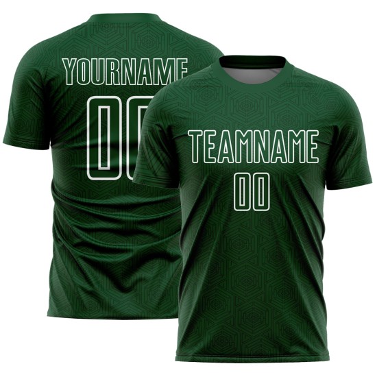 Green Sublimation Custom Soccer Uniform White Geometric Shapes Jersey Green Sublimation Custom Soccer Uniform White Geometric Shapes Jersey