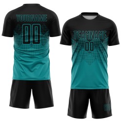 Black Uniform Soccer Jersey Sublimation Teal Custom Black Uniform Soccer Jersey Sublimation Teal Custom