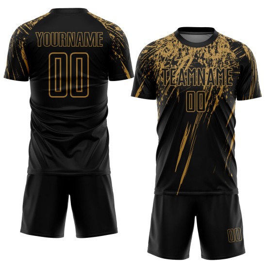 Black Old Sublimation Jersey Uniform Custom Gold Soccer Black Old Sublimation Jersey Uniform Custom Gold Soccer
