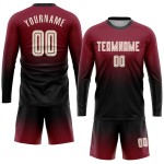 Soccer Fade Cream-Black Custom Jersey Sleeve Crimson Uniform Fashion Sublimation Long Soccer Fade Cream-Black Custom Jersey Sleeve Crimson Uniform Fashion Sublimation Long
