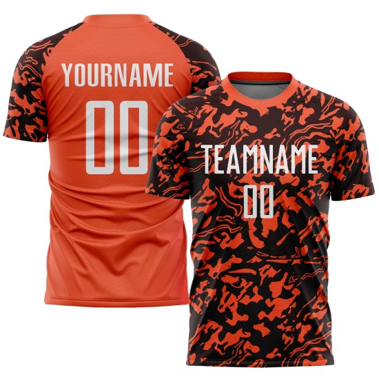 Uniform Sublimation Custom Orange Jersey White-Black Soccer Uniform Sublimation Custom Orange Jersey White-Black Soccer