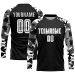 Soccer Uniform Custom Sublimation White-Camo Jersey Black Soccer Uniform Custom Sublimation White-Camo Jersey Black