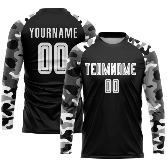 Soccer Uniform Custom Sublimation White-Camo Jersey Black Soccer Uniform Custom Sublimation White-Camo Jersey Black