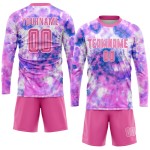Tie Pink-White Custom Uniform Sublimation Soccer Jersey Dye Tie Pink-White Custom Uniform Sublimation Soccer Jersey Dye