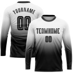 Fashion Sublimation Jersey Uniform Fade Black Sleeve Soccer Custom Long White Fashion Sublimation Jersey Uniform Fade Black Sleeve Soccer Custom Long White