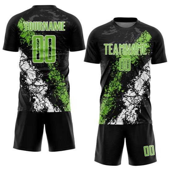 Jersey Soccer Uniform Green-White Custom Neon Black Sublimation Jersey Soccer Uniform Green-White Custom Neon Black Sublimation