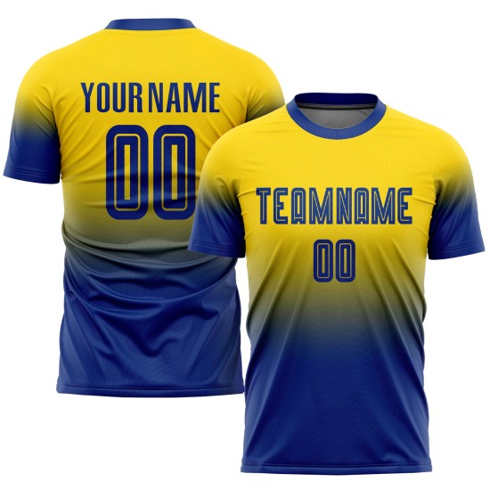 Fashion Jersey Sublimation Uniform Gold Royal Soccer Fade Custom Fashion Jersey Sublimation Uniform Gold Royal Soccer Fade Custom