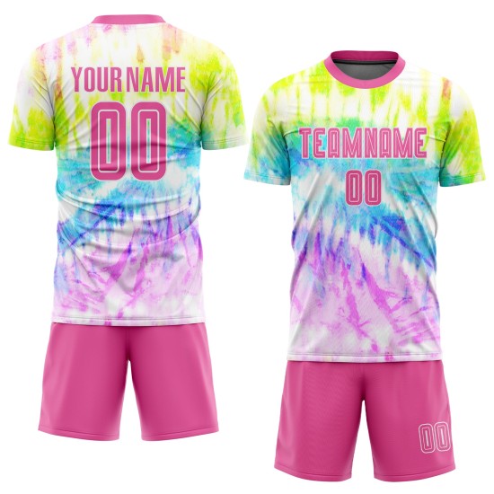 Tie Sublimation Custom Uniform Pink-White Dye Jersey Soccer Tie Sublimation Custom Uniform Pink-White Dye Jersey Soccer