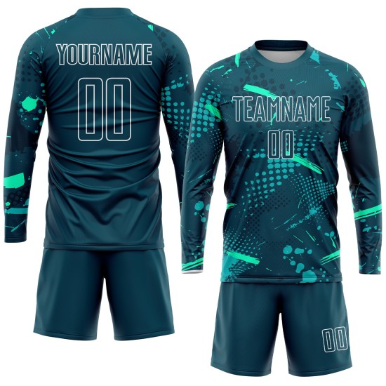 Green-Teal Uniform Jersey Soccer Sublimation Custom Green Green-Teal Uniform Jersey Soccer Sublimation Custom Green