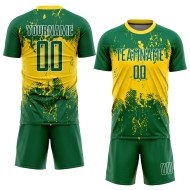 Jersey Green Green-Gold Custom Uniform Soccer Sublimation Jersey Green Green-Gold Custom Uniform Soccer Sublimation