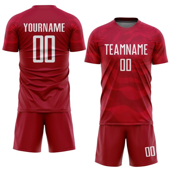 Jersey Soccer Sublimation Uniform Red Custom White Jersey Soccer Sublimation Uniform Red Custom White