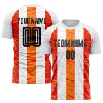 White Uniform Sublimation Custom Soccer Black-Orange Jersey White Uniform Sublimation Custom Soccer Black-Orange Jersey