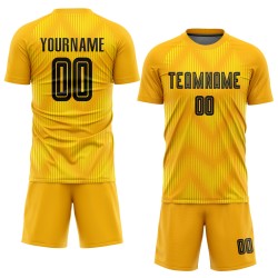 Custom Black Uniform Sublimation Gold Jersey Soccer