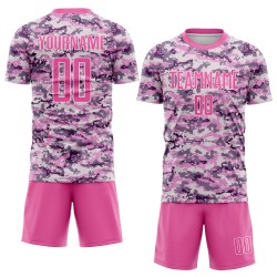 Service Sublimation Salute To Jersey Pink-White Soccer Camo Uniform Custom