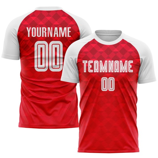 Soccer White Away Uniform Sublimation Red Custom Jersey Soccer White Away Uniform Sublimation Red Custom Jersey