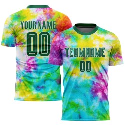 Soccer Jersey Sublimation Dye Kelly Custom Uniform Green-White Tie