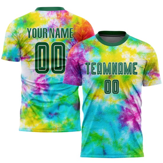 Soccer Jersey Sublimation Dye Kelly Custom Uniform Green-White Tie Soccer Jersey Sublimation Dye Kelly Custom Uniform Green-White Tie