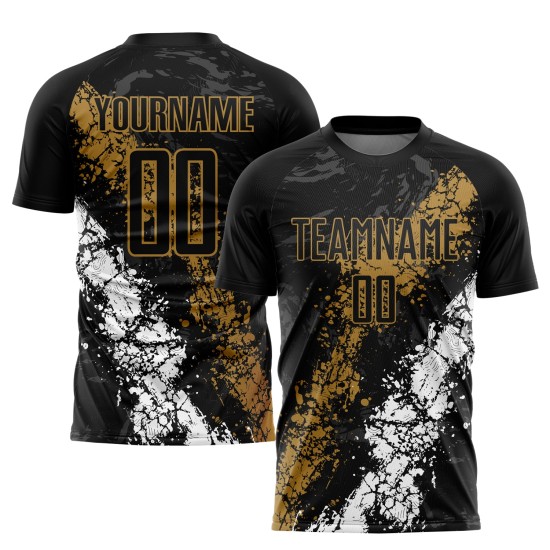 Jersey Gold-White Sublimation Black Custom Old Soccer Uniform Jersey Gold-White Sublimation Black Custom Old Soccer Uniform