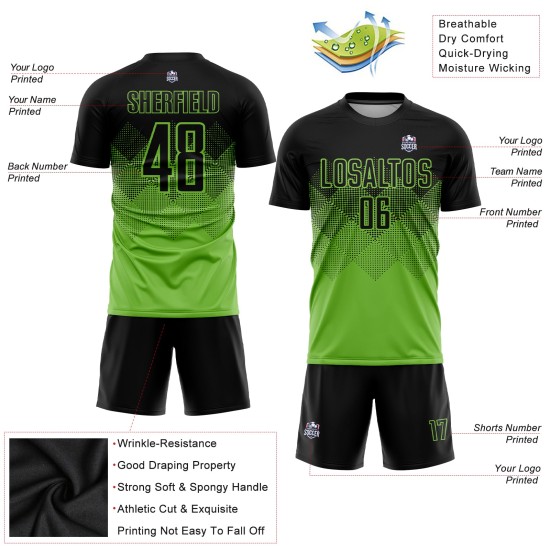 Uniform Soccer Sublimation Black Jersey Neon Custom Green Uniform Soccer Sublimation Black Jersey Neon Custom Green
