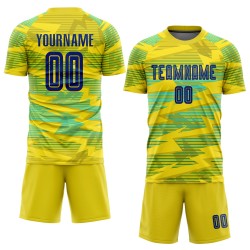 Uniform Sublimation Royal-Light Blue Custom Soccer Jersey Gold Away