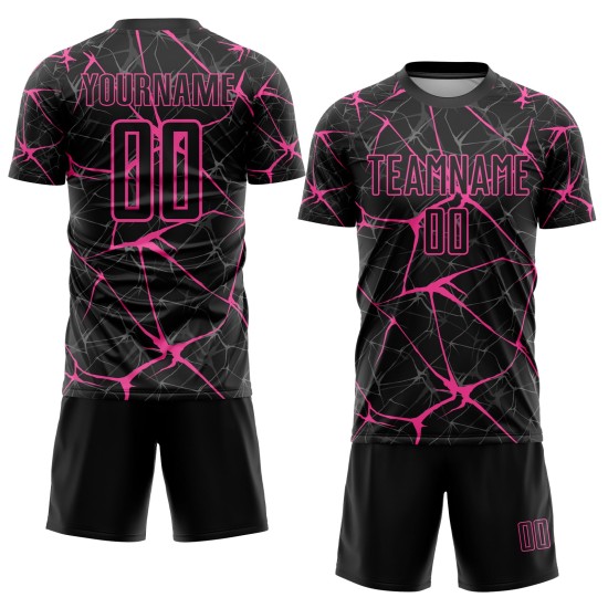 Sublimation Jersey Custom Uniform Pink Soccer Black Sublimation Jersey Custom Uniform Pink Soccer Black