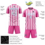 Uniform Sublimation White-Light Custom Soccer Jersey Blue Pink Uniform Sublimation White-Light Custom Soccer Jersey Blue Pink