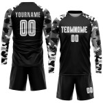 Soccer Uniform Custom Sublimation White-Camo Jersey Black Soccer Uniform Custom Sublimation White-Camo Jersey Black