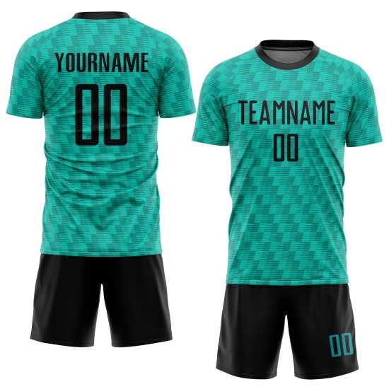 Sublimation Teal Jersey Black Uniform Soccer Custom Sublimation Teal Jersey Black Uniform Soccer Custom