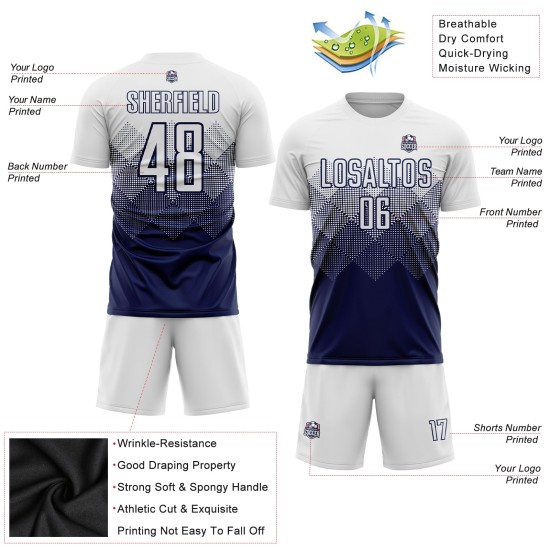 Uniform Soccer White Custom Jersey Navy Sublimation Uniform Soccer White Custom Jersey Navy Sublimation